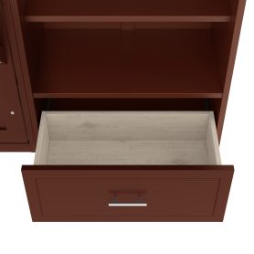 Queen Size Murphy Bed with Height Adjustable Storage Compartments and Shelf