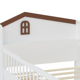 Twin Bed Frame With Storage 4 Drawers, Guardrail Headboard And Ladder