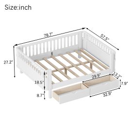 Wood Low Profile Full Bed With Rails