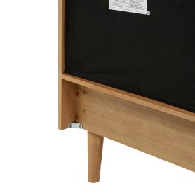 King Size Wood Bed with Piano Key Style Upholstered Headboard