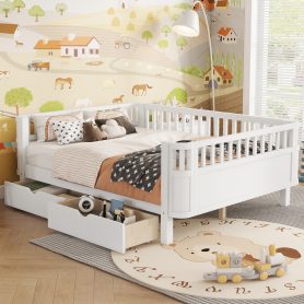 Wood Low Profile Full Bed With Rails