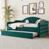 Twin Size Tufted Upholstered Daybed With Trundle, USB & Type-c Charging Ports