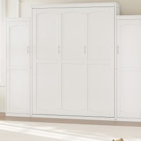 Full Size Murphy Bed with 2 Wardrobe and Storage Shelf