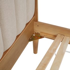 King Size Wood Bed with Piano Key Style Upholstered Headboard