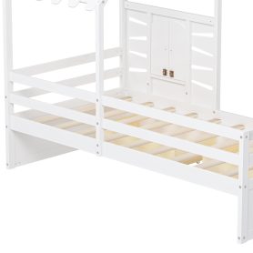 Twin Size House Bed With 2 Storage Drawers and Guardrails