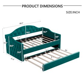 Twin Size Tufted Upholstered Daybed With Trundle, USB & Type-c Charging Ports