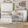 Full Size Farmhouse Murphy Cabinet Bed With Charging Station and Large Storage Drawer
