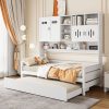 Twin Size Wooden Daybed With Twin Size Trundle, and All-in-One Cabinet and Shelf
