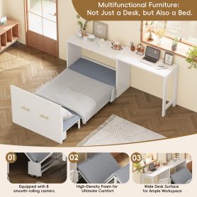 Twin Size Murphy Cabinet Bed With Adjustable Position Desk