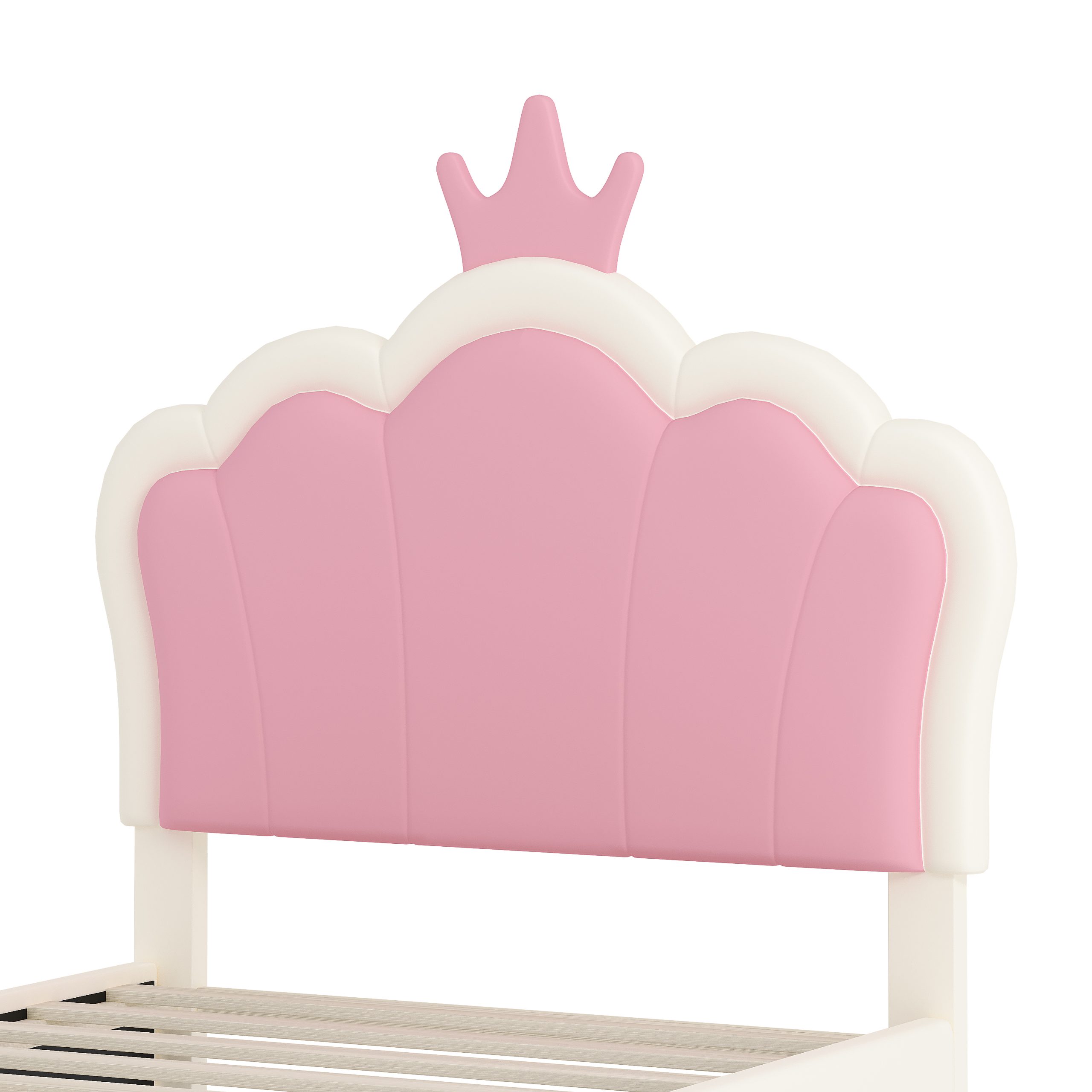 Twin Size Upholstered Princess Bed With Crown Headboard 8 Twin Size Upholstered Princess Bed With Crown Headboard