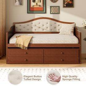 Twin Daybed With Trundle and 2 Storage Drawers