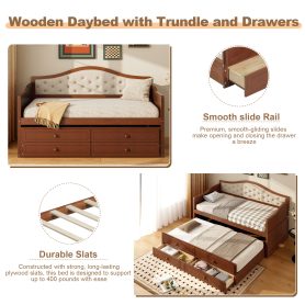 Twin Daybed With Trundle and 2 Storage Drawers