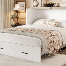 Queen Size Murphy Bed With Charging Station, 1 Large Storage Drawer