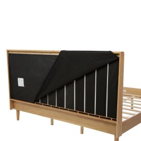 King Size Wood Bed with Piano Key Style Upholstered Headboard