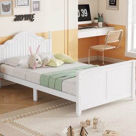 Wood Twin Platform Bed with Headboard and Footboard