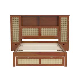 Twin Size Wooden Bed with Two Storage Lockers, Drawer, and Storage Shelf on Headboard 23 Twin Size Wooden Bed with Two Storage Lockers, Drawer, and Storage Shelf on Headboard