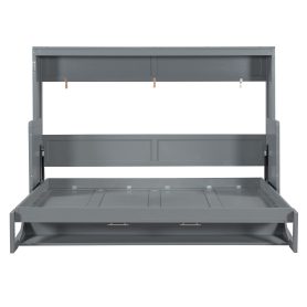 Full Size Wall Bed with Hydraulic Lift & Desk Design