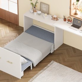 Twin Size Murphy Cabinet Bed With Adjustable Position Desk
