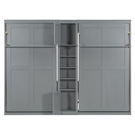 Dual Twin Size Wall Murphy Beds With Cabinets And Shelves