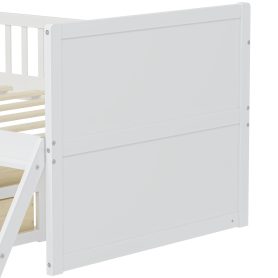 Twin Bed Frame With Storage 4 Drawers, Guardrail Headboard And Ladder