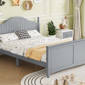 Wood Full Platform Bed with Headboard and Footboard