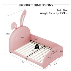 Twin Size Upholstered Rabbit-Shape Princess Bed