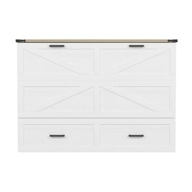 Queen Size Farmhouse Murphy Cabinet Bed with Charging Station