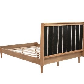 Queen Size Wood Bed with Piano Key Style Upholstered Headboard 34 Queen Size Wood Bed with Piano Key Style Upholstered Headboard