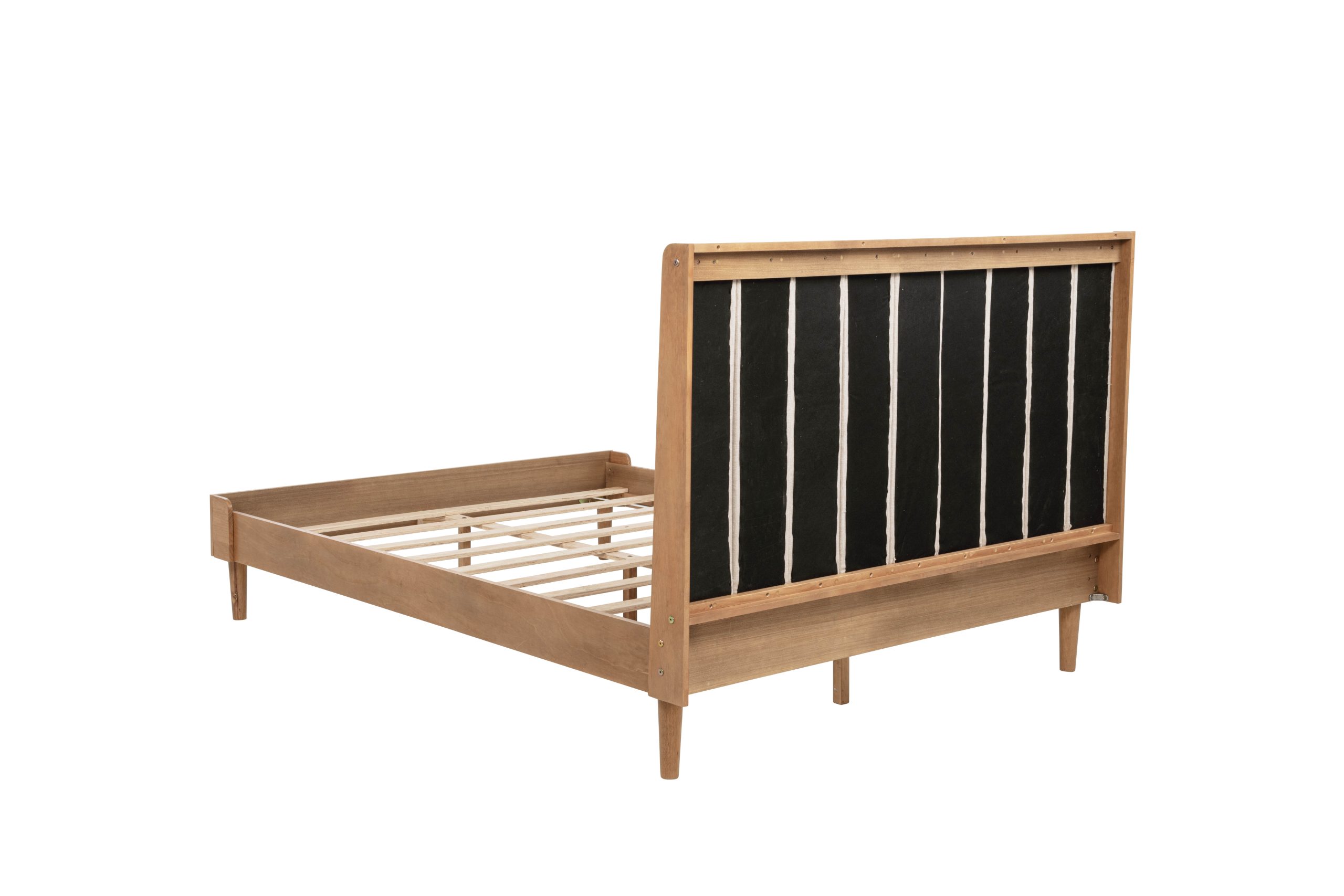 Queen Size Wood Bed with Piano Key Style Upholstered Headboard 13 Queen Size Wood Bed with Piano Key Style Upholstered Headboard