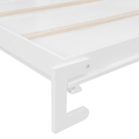 Queen Size Wall Murphy Bed With Ample Storage Space And Diamond Stripes