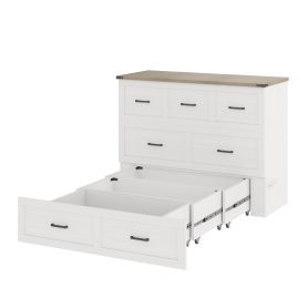 Full Size Murphy Bed With Charging Station, 1 Large Storage Drawer