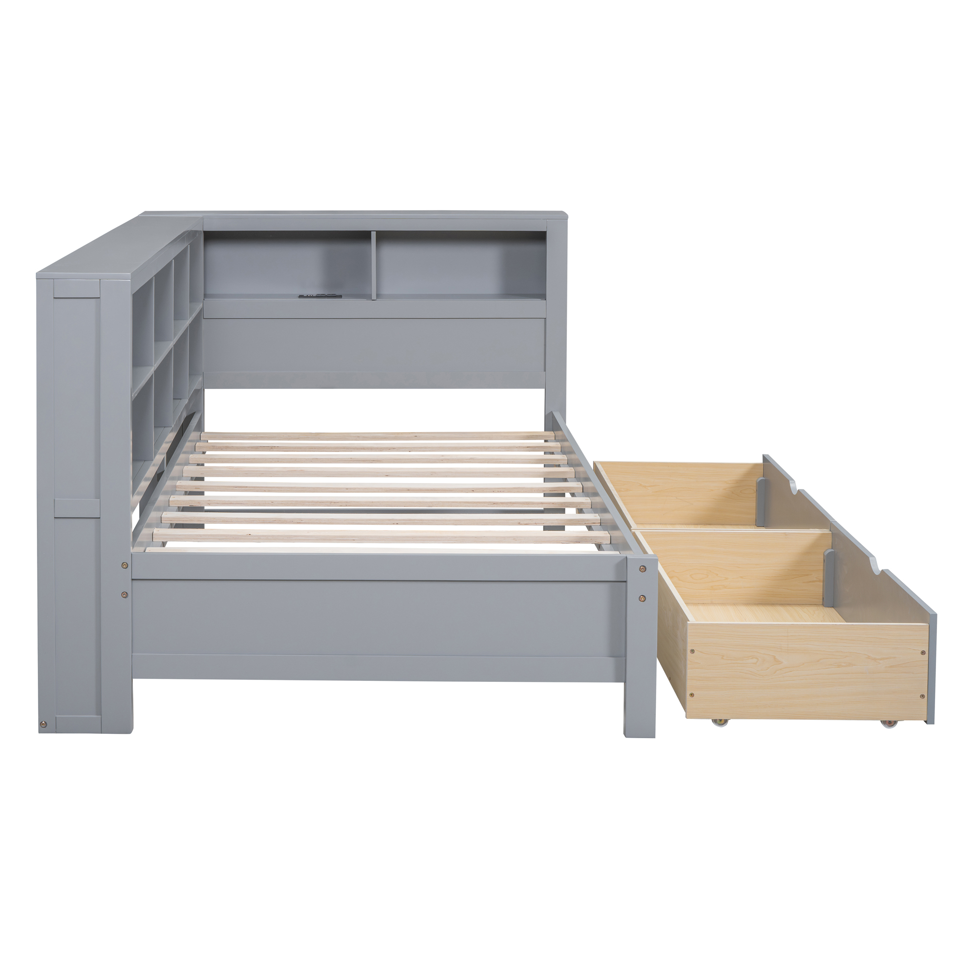 Wooden Twin Size Daybed With 2 Drawers, Storage Shelf And USB Charging Port 9 Wooden Twin Size Daybed With 2 Drawers, Storage Shelf And USB Charging Port