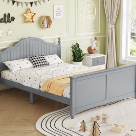 Wood Full Platform Bed with Headboard and Footboard