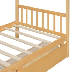 Twin Size Wooden House Bed with Drawers