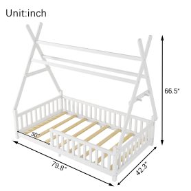 Low Floor Twin House Bed With Light, Fence And Roof 39 Low Floor Twin House Bed With Light, Fence And Roof