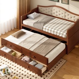 Twin Daybed With Trundle and 2 Storage Drawers