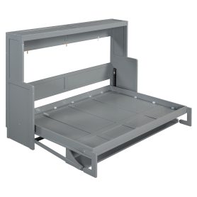 Full Size Wall Bed with Hydraulic Lift & Desk Design