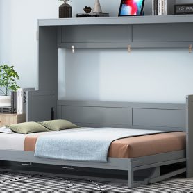 Full Size Wall Bed with Hydraulic Lift & Desk Design