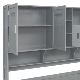 Full Size Wooden Daybed With 2 Drawers, and All-in-One Cabinet and Shelf