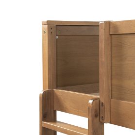 Queen Over Queen Bunk Bed with Built-in Storage Cabinets, Charging Station, Ladder, Safety Guardrails