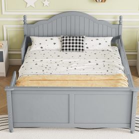 Wood Full Platform Bed with Headboard and Footboard