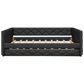 Full XL Size Upholstered Daybed with Trundle and LED