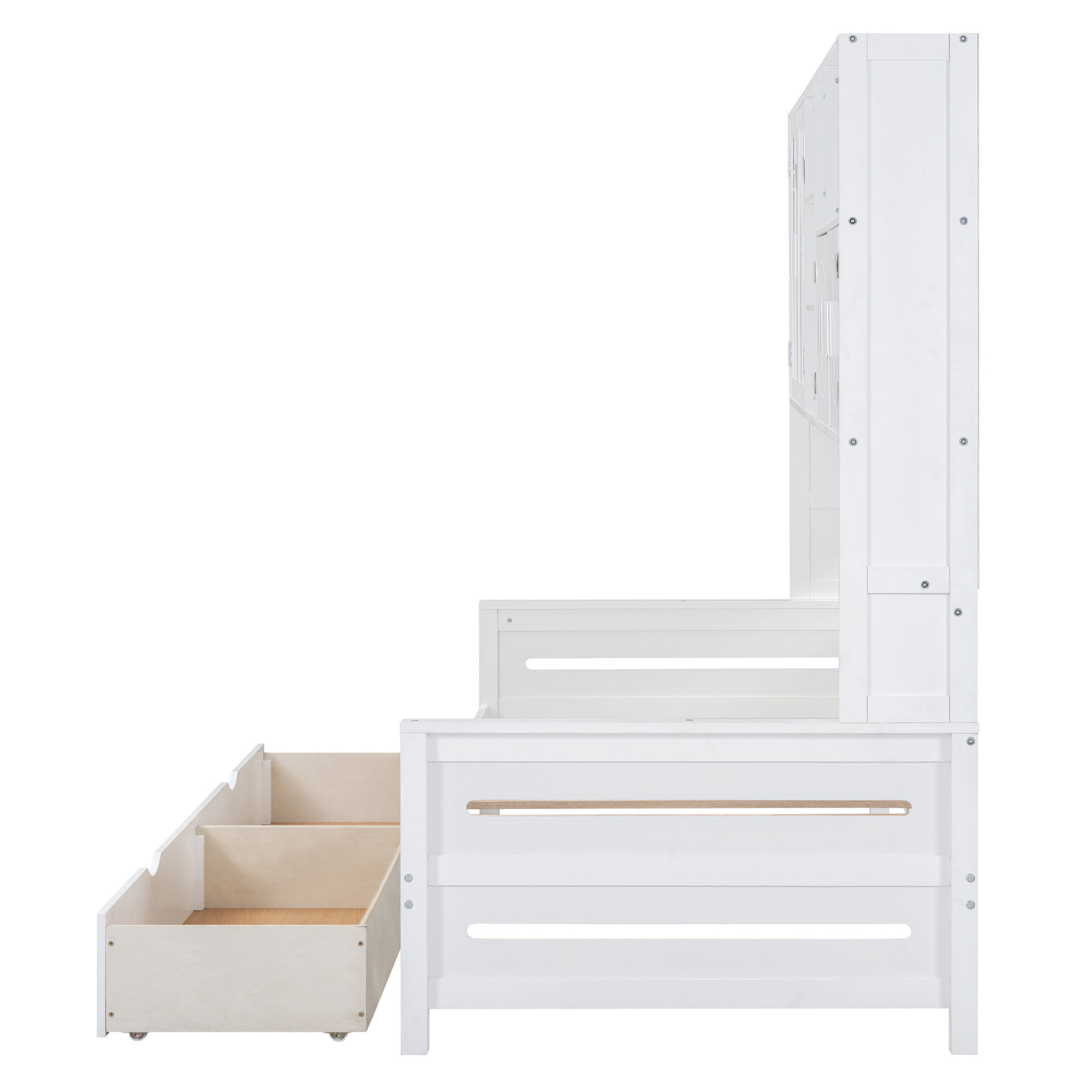 Twin Size Wooden Daybed With 2 Drawers, and All-in-One Cabinet and Shelf 20 Twin Size Wooden Daybed With 2 Drawers, and All-in-One Cabinet and Shelf