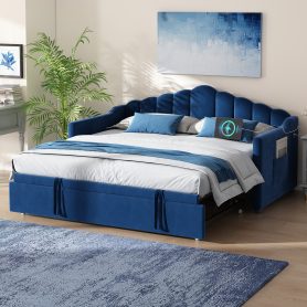 Upholstered Twin Size Daybed with Pop Up Trundle