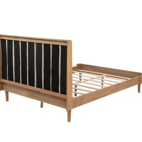 Queen Size Wood Bed with Piano Key Style Upholstered Headboard 33 Queen Size Wood Bed with Piano Key Style Upholstered Headboard