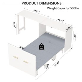 Twin Size Murphy Cabinet Bed With Adjustable Position Desk