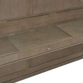 Queen Size Murphy Bed with Storage, Foldable Cabinet Bed with Vanity Desk, Center Mirror & 2 Side Drawers