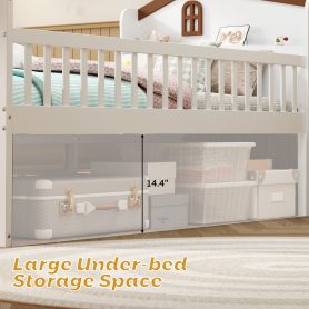 Twin Bed Frame With Storage 4 Drawers, Guardrail Headboard And Ladder