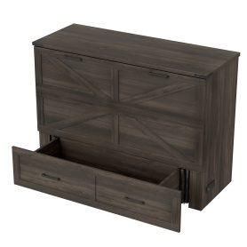 Full Size Farmhouse Murphy Cabinet Bed with Charging Station