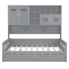 Full Size Wooden Daybed With Twin Size Trundle, and All-in-One Cabinet and Shelf 26 Full Size Wooden Daybed With Twin Size Trundle, and All-in-One Cabinet and Shelf